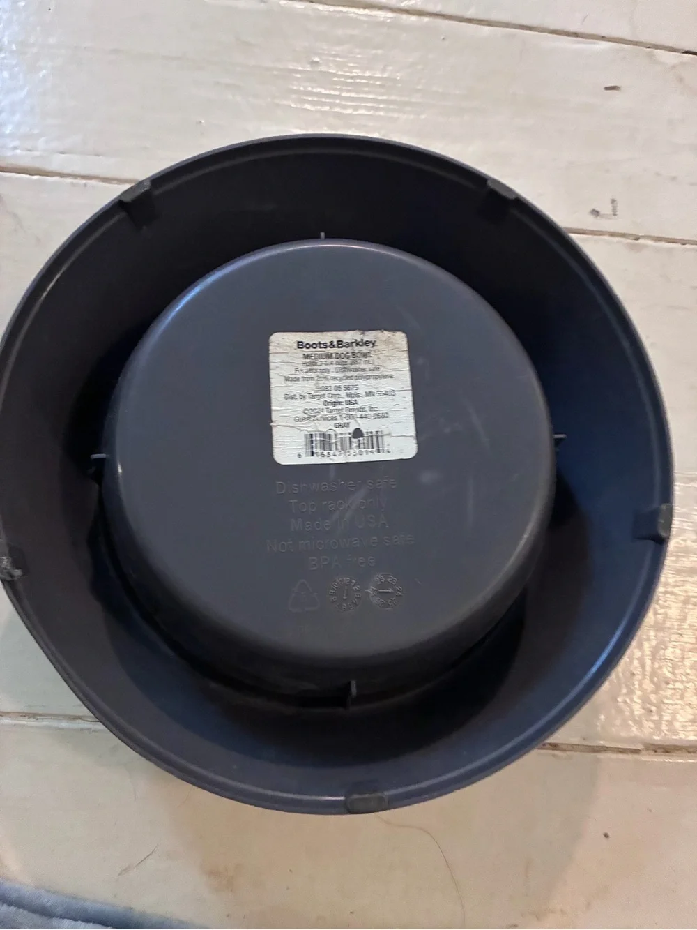 Standard 4 Cup Dog Bowl - Boots & Barkley™ Gray: BPA-Free, Rubber Base, All Ages